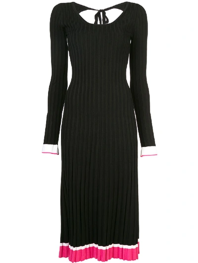 Shop Prabal Gurung Knitted Scoop Back Dress In Black