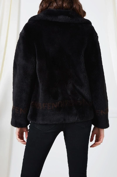 Pre-owned Fendi Black Faux Fur Swing Coat