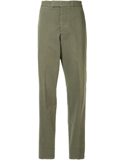 Shop Kent & Curwen Straight Leg Mid-rise Trousers In Green