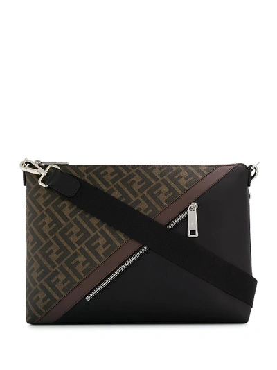 Shop Fendi Ff Motif Large Clutch In Brown