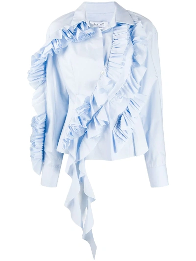 Shop Act N°1 Ruffle Trimming Shirt In Blue