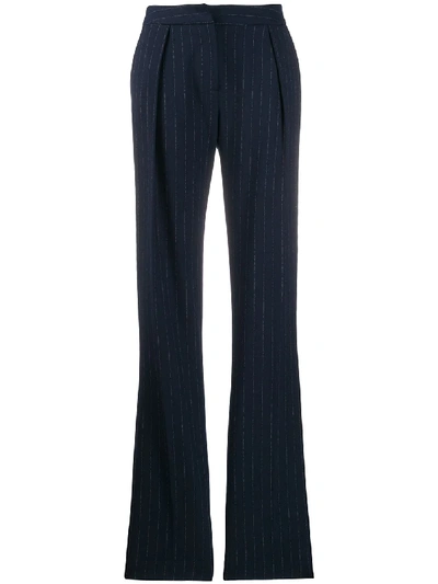 Shop Act N°1 Flared Pinstripe Trousers In Blue