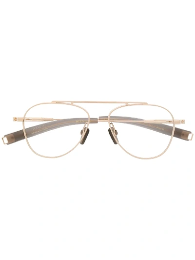 Shop Dita Eyewear Lancier Pilot-frame Glasses In Gold