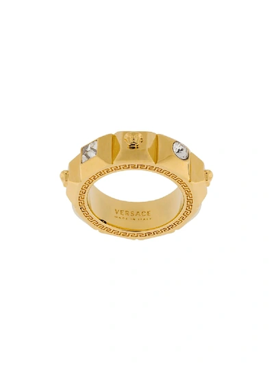 Shop Versace Medusa Crystal Ring In Gold
