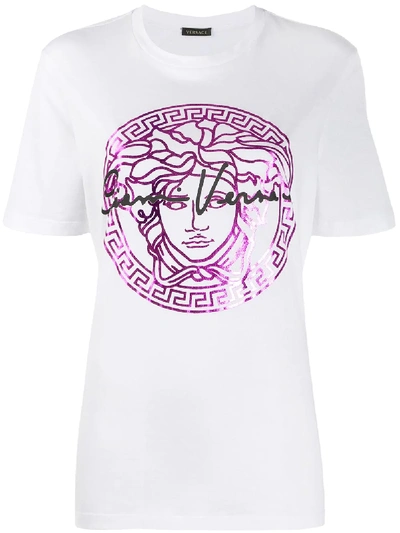 Shop Versace Medusa Head Print T-shirt In White