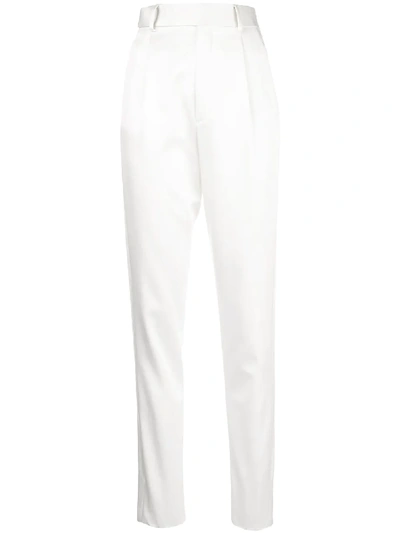 Shop Saint Laurent High-waist Tailored Trousers In White