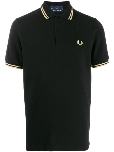 Shop Fred Perry Logo Piqué Polo Shirt In Black