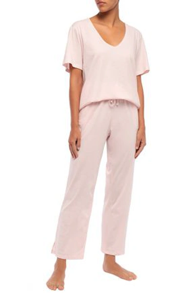 Shop Skin Ophia Mélange Pima Cotton-jersey Pajama Pants In Pastel Pink