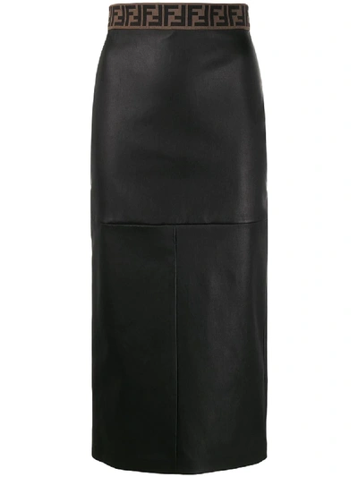 Shop Fendi Ff Motif Pencil Skirt In Black