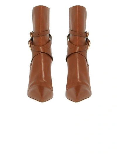 Shop Burberry Brown Leather Ankle Boots