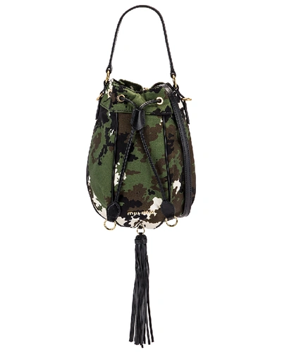 Shop Miu Miu Camouflage Pouch Bag In Militaire