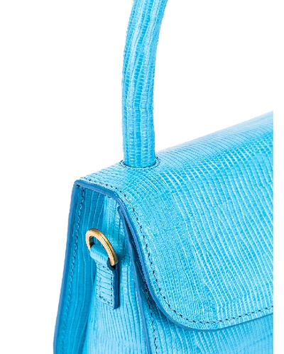 Shop By Far Mini Lizard Embossed Bag In Electric Blue