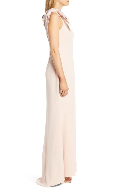 Shop Eliza J One-shoulder A-line Gown In Blush