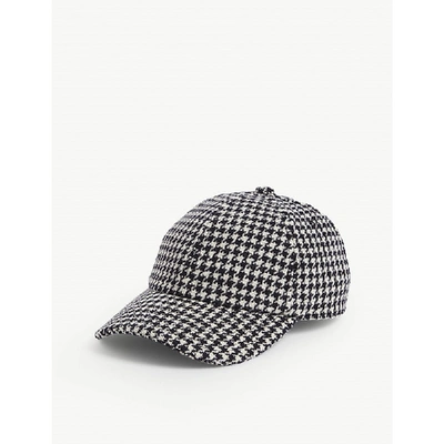 Shop Sandro Houndstooth Wool-blend Cap In Black White