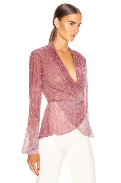 Shop Patbo Ombre Lurex Tie Top In Metallic,pink In Light Orchid