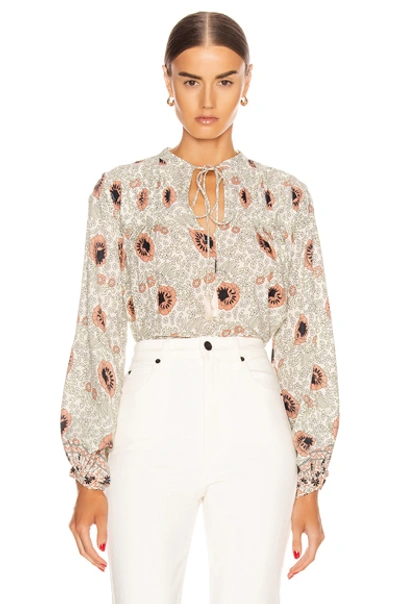 Shop Natalie Martin Lizzy Shirt In Vintage Flowers Apricot