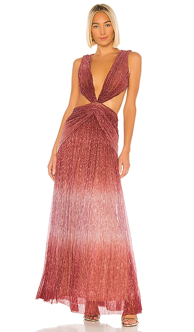 Shop Patbo Ombre Lurex Sleeveless Cutout Gown In Light Orchid