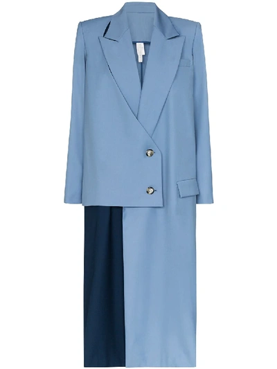 Shop Marta Jakubowski Jasmine Double-breasted Asymmetric Coat In Blue