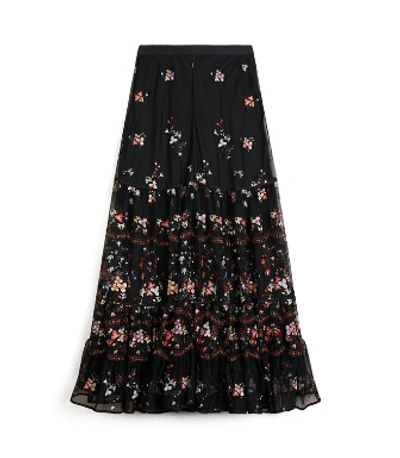 Shop Tory Burch Embroidered Tulle Skirt In Love Ditsie Floral Embroidery