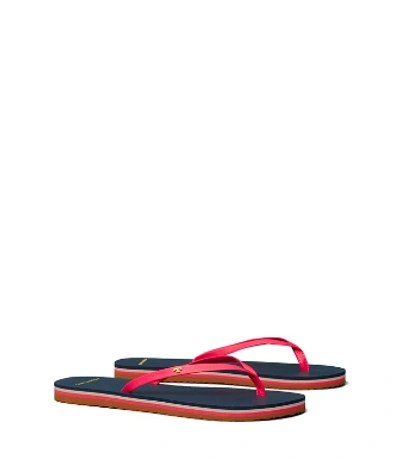 Shop Tory Burch Leather Flip-flop In Vibrant Pink / Multi