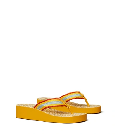 Shop Tory Burch Gemini Link Wedge Flip-flop In Daylily Gemini Link