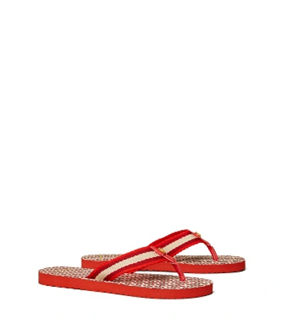 Shop Tory Burch Gemini Link Thin Flip-flop In Liberty Red/liberty Red Gemini Link