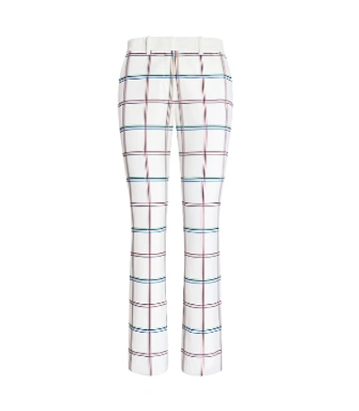 Shop Tory Sport Printed Tech Twill Golf Pants In Snow White Fine Plaid