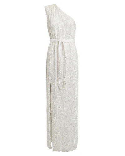 Shop Retroféte Vivien One-shoulder Sequin Gown In White