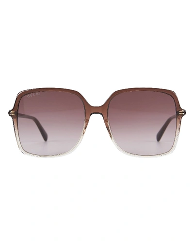 Shop Gucci Oversized Square Sunglasses In Brown