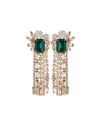 Shop Elizabeth Cole Leigh Crystal Fringe Earrings In Green