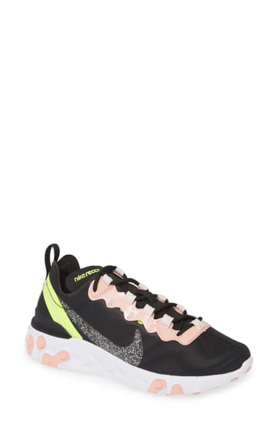 Shop Nike React Element 55 Premium Sneaker In Black/ Volt/ Coral Stardust