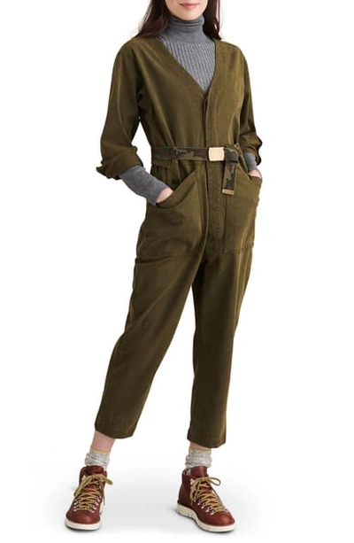 Shop Alex Mill V-neck Boilersuit In Military Green