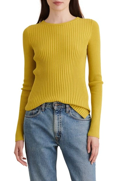 Shop Alex Mill Ribolata Wool Blend Pullover In Chartreuse