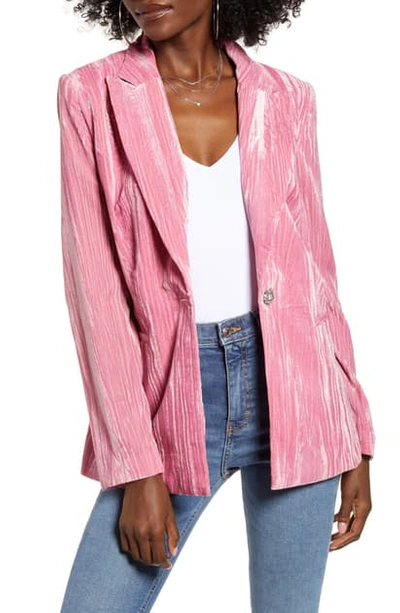 Shop Wayf Goodwin Blazer In Pink Panne Velvet