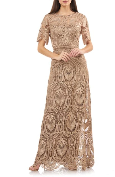 Js collection illusion lace evening dress hot sale