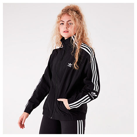 adidas originals locked up logo track jacket in black
