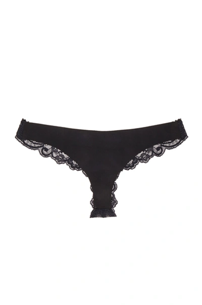 Shop Fleur Du Mal Charlotte Lace Thong Panty In Black