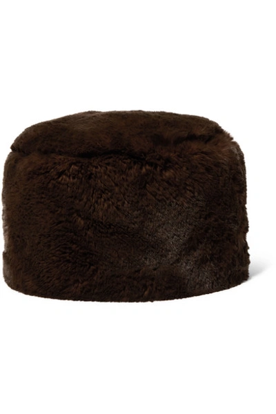 Shop Emma Brewin Clari Faux Fur Hat In Chocolate