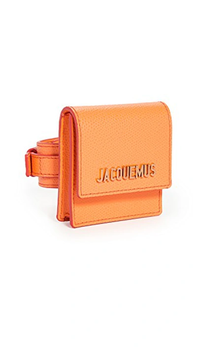 Jacquemus Le Sac Mini Textured-leather Bracelet Bag In Orange | ModeSens