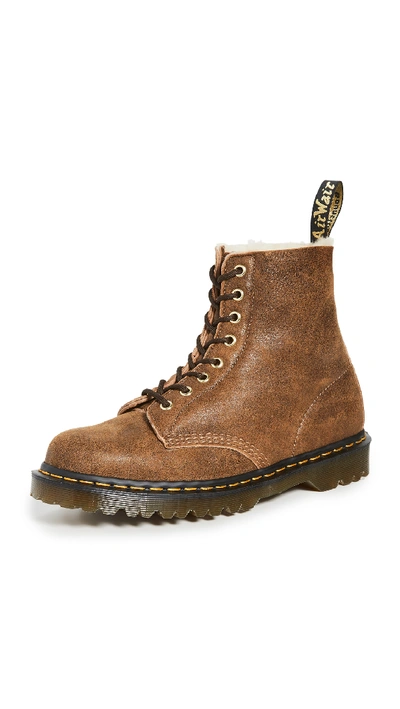 Shop Dr. Martens' Made In England 1460 Pascal 8 Eye Boots In Crackle Chestnut/natural Wool