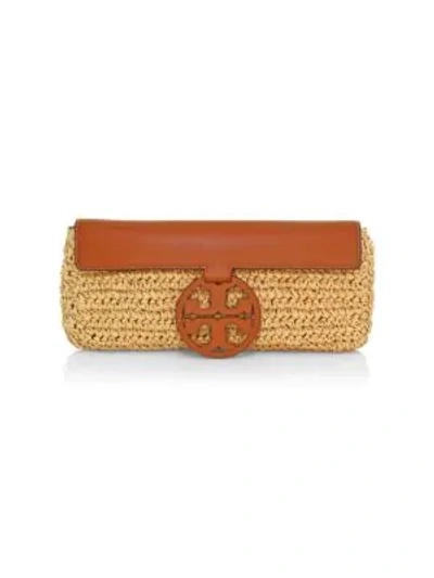 Shop Tory Burch Miller Straw Clutch In Natural