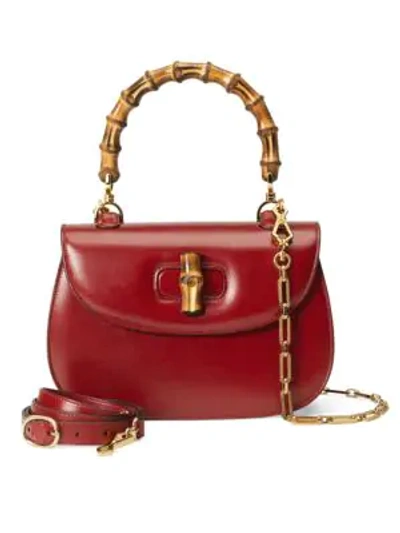 Shop Gucci Bamboo Classic Medium Top Handle Shoulder Bag In Cherry Red