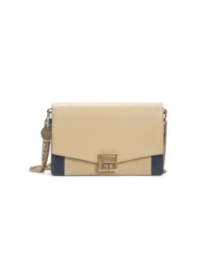 Shop Givenchy Gv3 Leather Wallet-on-chain In Beige Blue