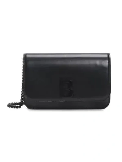 Shop Balenciaga Women's B Leather Wallet-on-chain In Noir