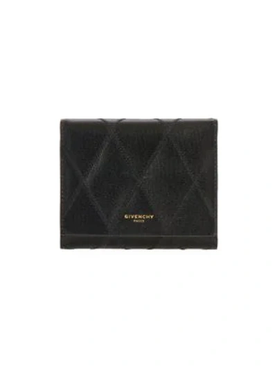 Shop Givenchy Gv3 Quilted Leather Tri-fold Wallet In Black