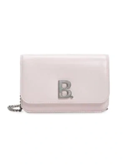 Shop Balenciaga Women's B Leather Wallet-on-chain In Rose