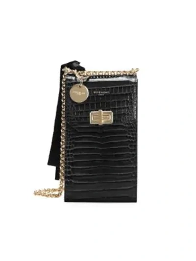 Shop Givenchy Women's Catena Snakeskin-embossed Leather Crossbody Phone Case In Black