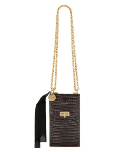 Shop Givenchy Catena Snakeskin-embossed Leather Crossbody Phone Case In Storm Grey