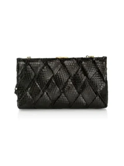 Shop Nancy Gonzalez Large Woven Snakeskin Frame Clutch In Black