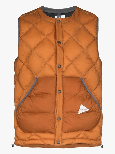 Shop And Wander Orange Diamond Quilted Gilet